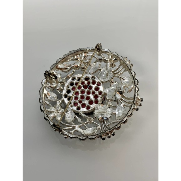 Vintage Filigree Blue Flower Brooch Pendant Secret Perfume Compartment Orig. Pkg - Picture 8 of 10